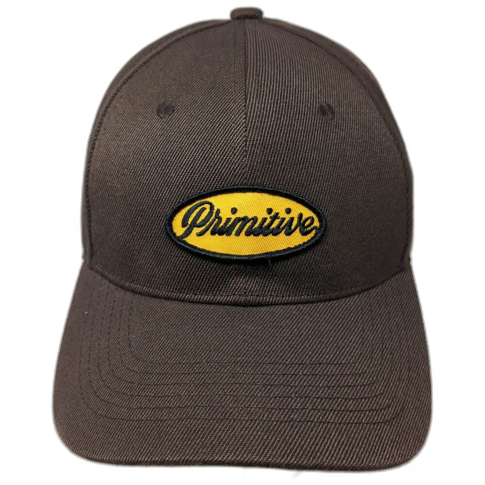 Primitive Snapback Hat Brown One Size Yellow Oval Embroidered Patch Structured
